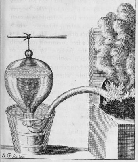 An image showing Hales' pneumatic trough