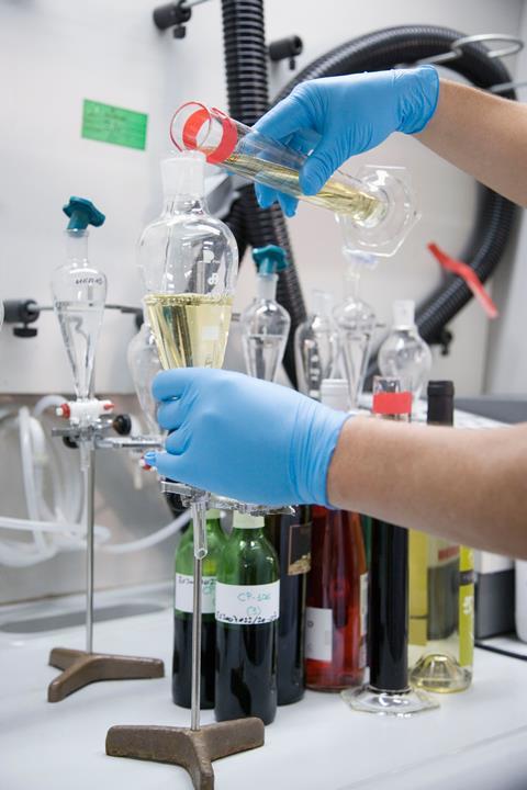 Testing for polluting agents in wine