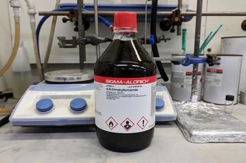 An image showing a bottle of N,N-Dimethylformamide