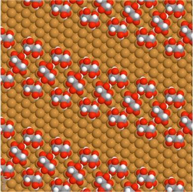 A structure showing tartaric acid on the surface of a copper catalyst