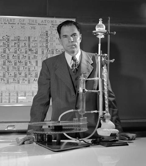 Glenn Seaborg in the lab