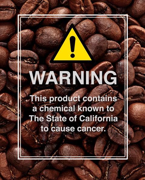 Acrylamide warning sign on coffee beans poster
