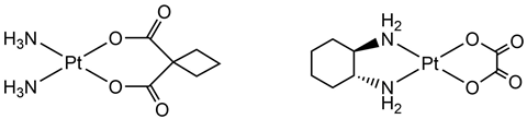 Second generation platinum drugs carboplatin and oxaplatin