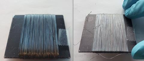 Images showing the fiber pre and after heating