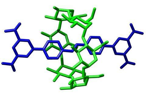 The structure of a rotaxane with an alpha cyclodextrin macrocycle