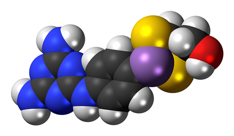 Melarsoprol structure 3D spacefill