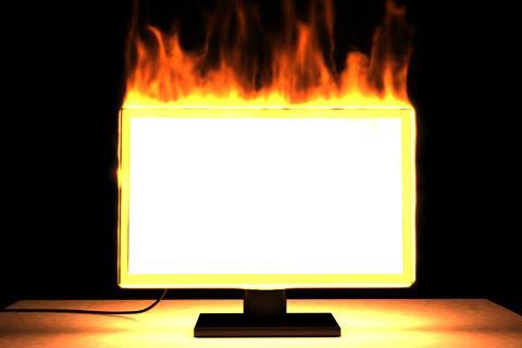 An image showing a screen on fire