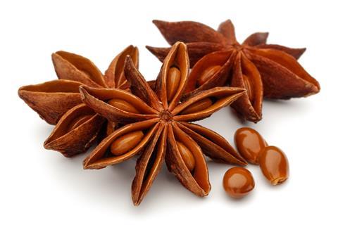 Star anise and seeds isolated on white background 