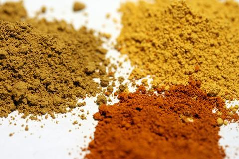 Three varieties of ochre pigment