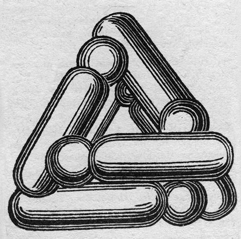 Kekule benzene model with sausage-shaped atoms