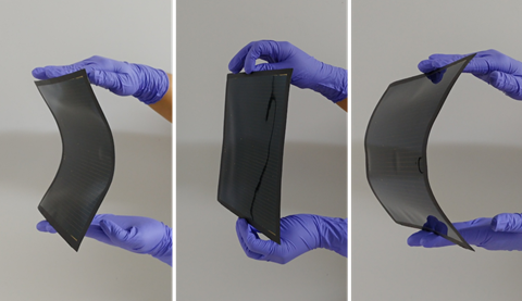An image showing a flexible module comprised of multiple flexible solar cell units