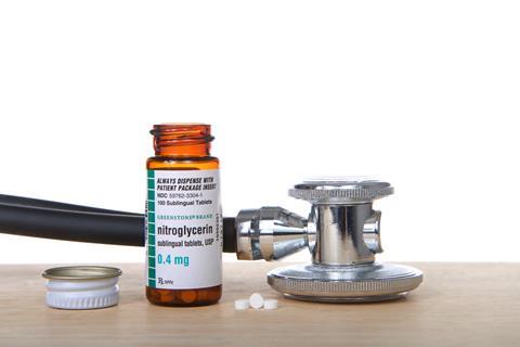 Nitroglycerine tablets with a stethoscope