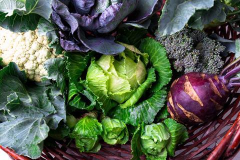 Basket of cruciferous vegetables