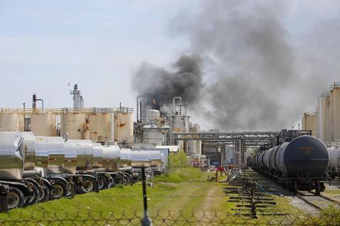 Photo of smoke seen at a KMCO plant in Crosby, Houston in the US on 2nd April 2019