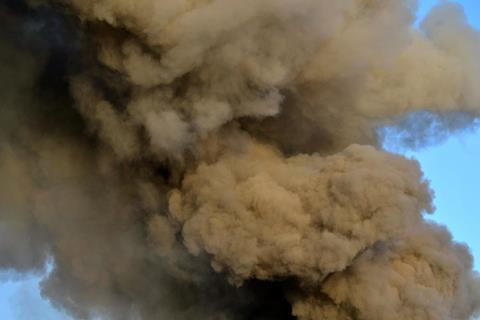  Smoke from a fire in a recycling company 