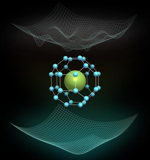 An image showing the crystal structure of the Fm-3m phase of LaH10