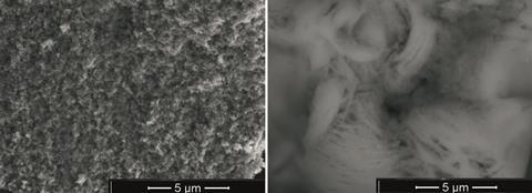 SEM images of tin aluminophosphate nanocomposite before and after exposure to pertechnetate
