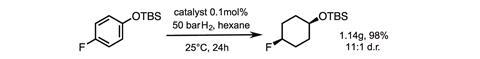 Scheme showing reduction of (tert-butyldimethylsilyloxy)-4-fluorobenzene