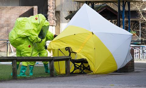 A photograph of counter-terror police taking charge of suspected poisoning case