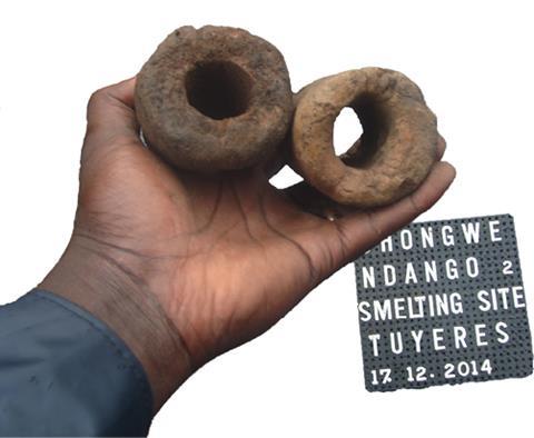 Iron smelting tuyères with unflared proximal ends from Chongwe