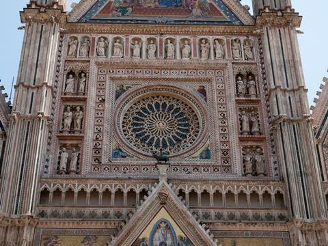 Facade of the Cathedral in Orvieto,Italy