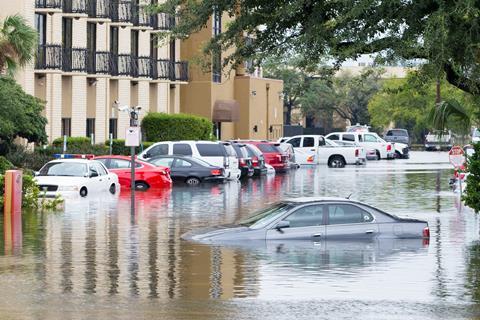 cars submerged in the floodwaters caused by Hurricane Harvey