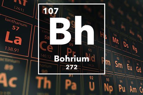 Periodic table of the elements – 107 – Bohrium