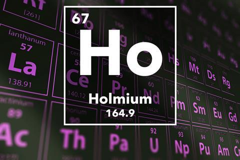 Holmium Metal Rare Earth Pieces 99.9% Pure Element Ho in Periodic Element Tile 