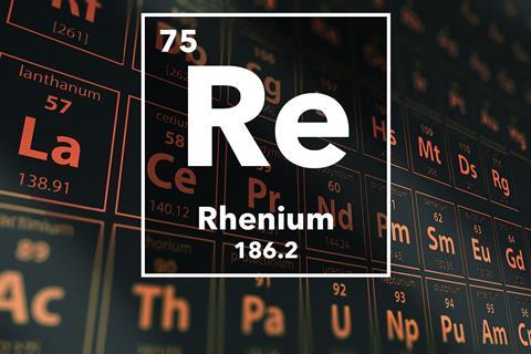 Periodic table of the elements – 75 – Rhenium