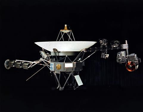 NASA photograph of one of the two identical Voyager space probes Voyager 1 and Voyager 2 launched in 1977.