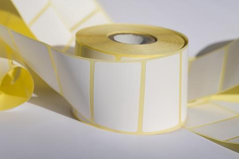 A roll of printer labels