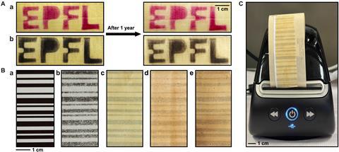 A series of photos showing how well a new thermal printer ink lasts.