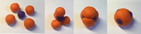 Play-dough model illustrating the concept of colloidal fusion