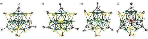Images of the copper clusters containing main group elements (Cl, Br, S) with a hyper-coordination number