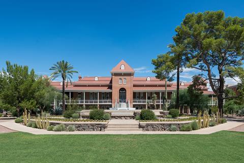 A picture of the exterior of the Old Main building on the campus of the University of Arizona