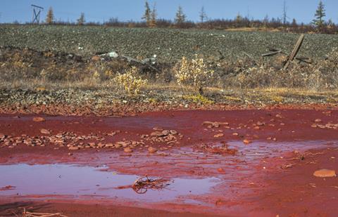 Daldykan river in russia turns bright red 