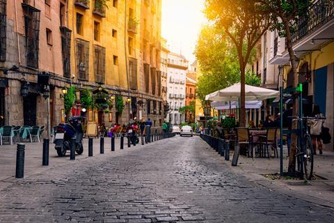 Old street in Madrid, Spain