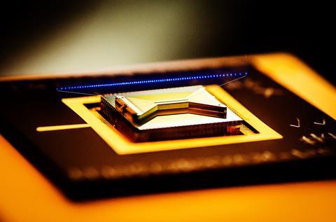 An image showing IonQ’s quantum computer with trapped ions