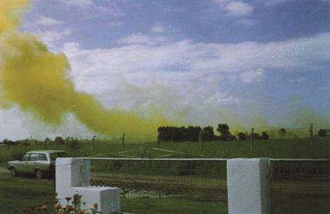 Atranor chemical plant in Buenos Aires, Argentia showing trifluralina gas escaping 