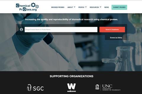 Chemical probes portal website screen shot
