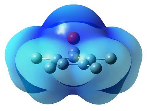 Molecular electrostatic potential map of pentamethylcyclopentadienyl phosphorus dication