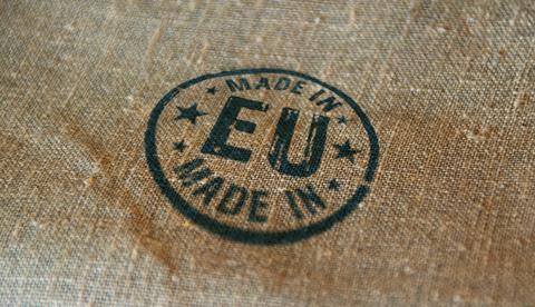 'Made in EU' branding on a canvas sack