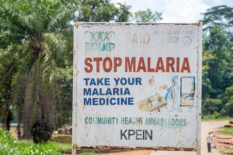 An image showing a Stop Malaria sign in Liberia
