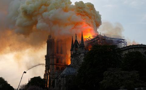 An image taken during the Notre Dame fire