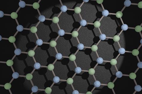 An image showing the structure of hexagonal boron nitride