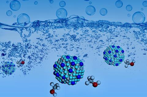 Hydrogen liberated from methanol concept illustration - Index