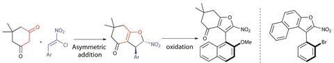 Scheme showing the key coupling reaction that forms the atropisomers