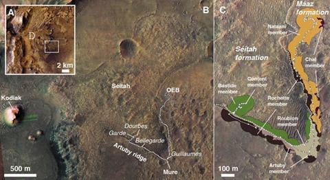 Orbital images of the Jezero crater floor study area