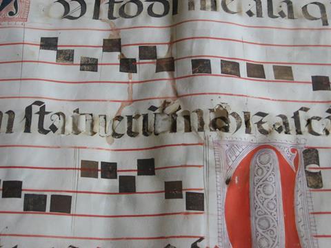 Iron gall ink has oxidized the cellulose in this ancient manuscript, causing the paper to disintegrate