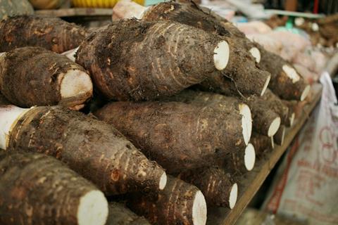 Yam on local market counter